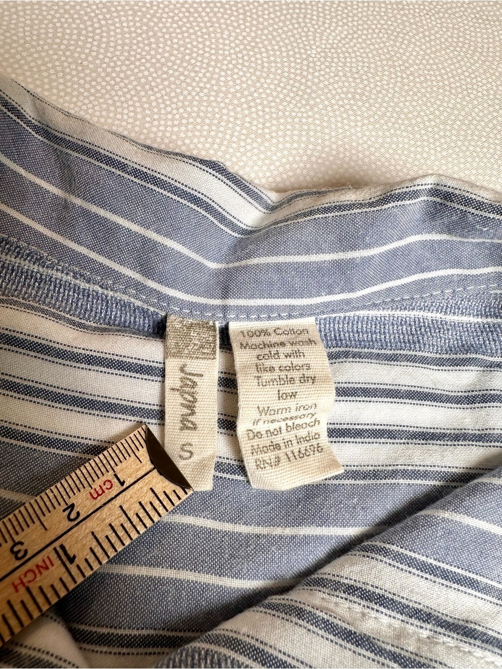 Japna Striped Shirt Dress Blue White Tie Waist Button Front Size S 100% Cotton - Picture 5 of 8